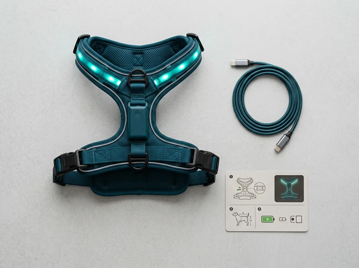 RadPaws 360 LED illuminated safety harness unboxed package